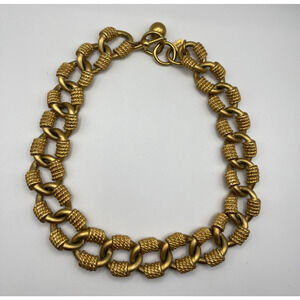 Vintage Ann Klein Gold Tone Rope Texture Chain Link Necklace Chunky Toggle Clasp